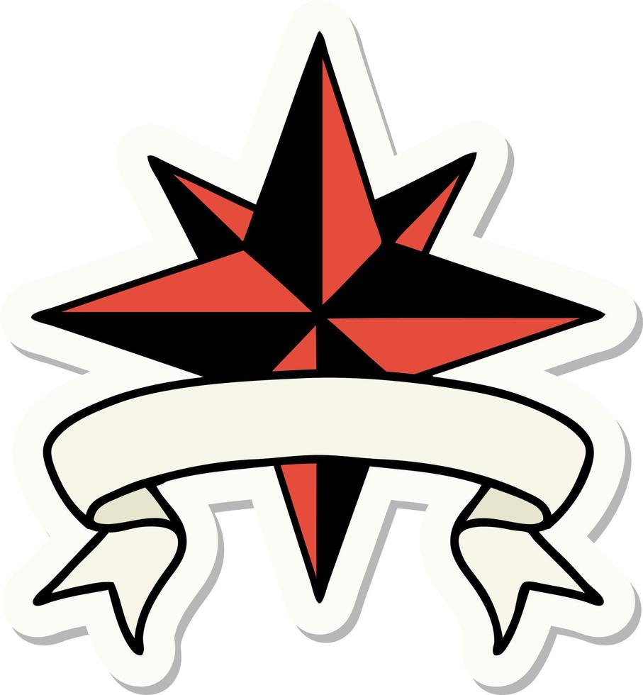 tattoo sticker with banner of a star vector