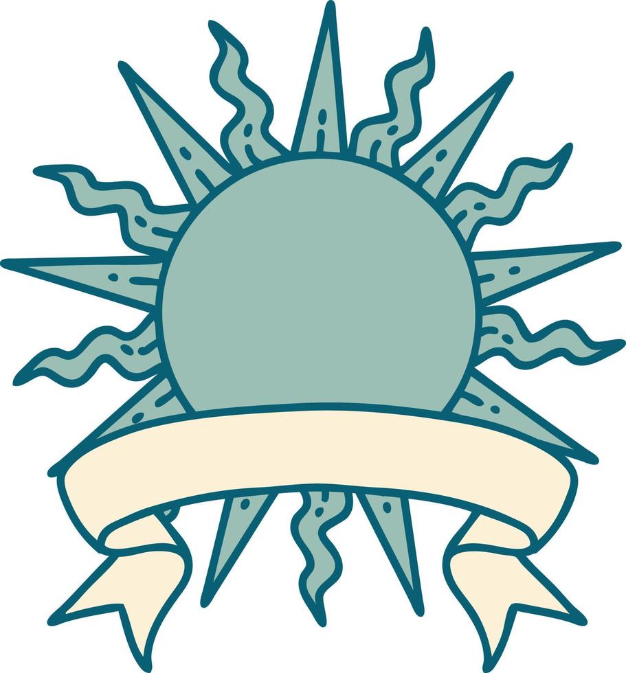 tattoo with banner of a sun vector