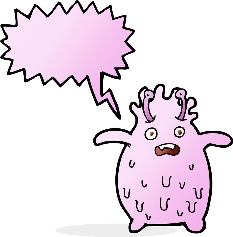 cartoon funny slime monster with speech bubble vector