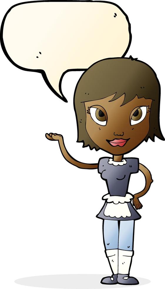 cartoon maid with speech bubble vector
