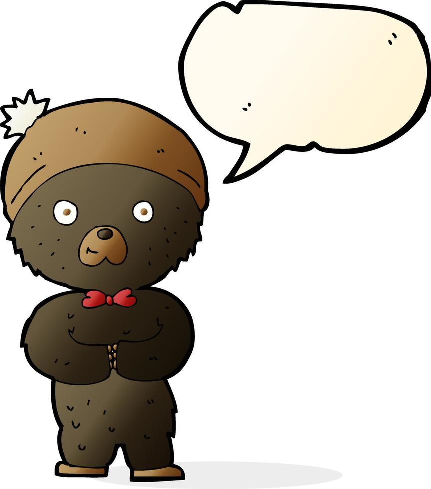 cartoon little black bear with speech bubble vector