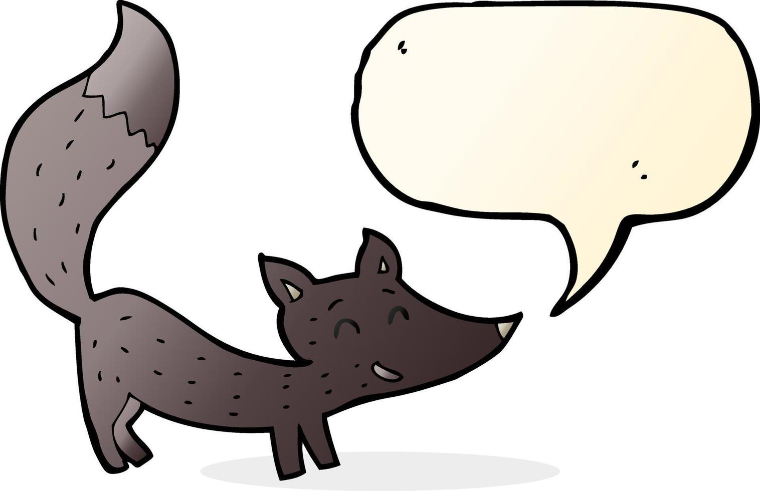 cartoon little wolf cub with speech bubble vector