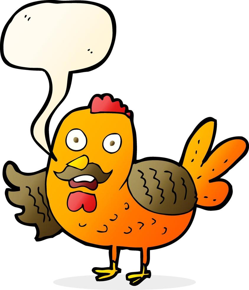 gallo viejo de dibujos animados con burbujas de discurso vector