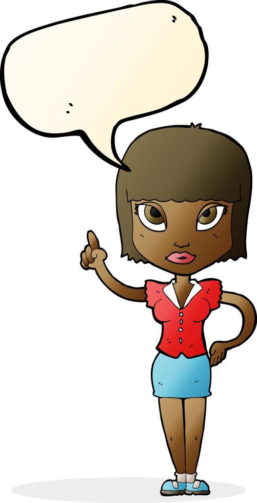 cartoon pretty girl with idea with speech bubble vector