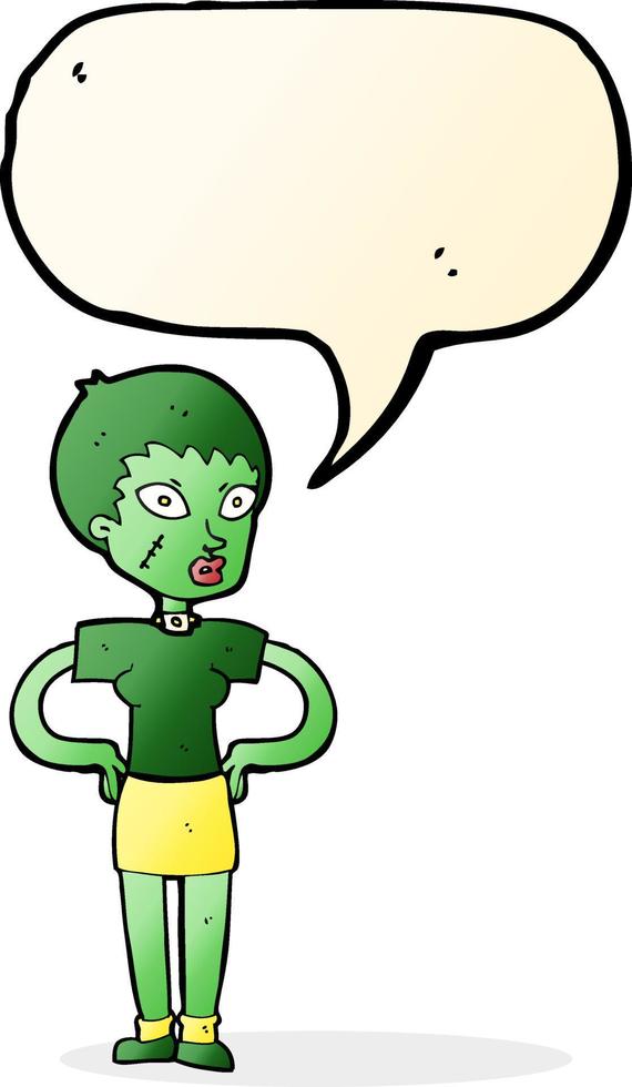 cartoon halloween girl with speech bubble vector