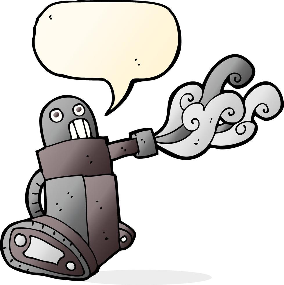 cartoon tank robot with speech bubble vector