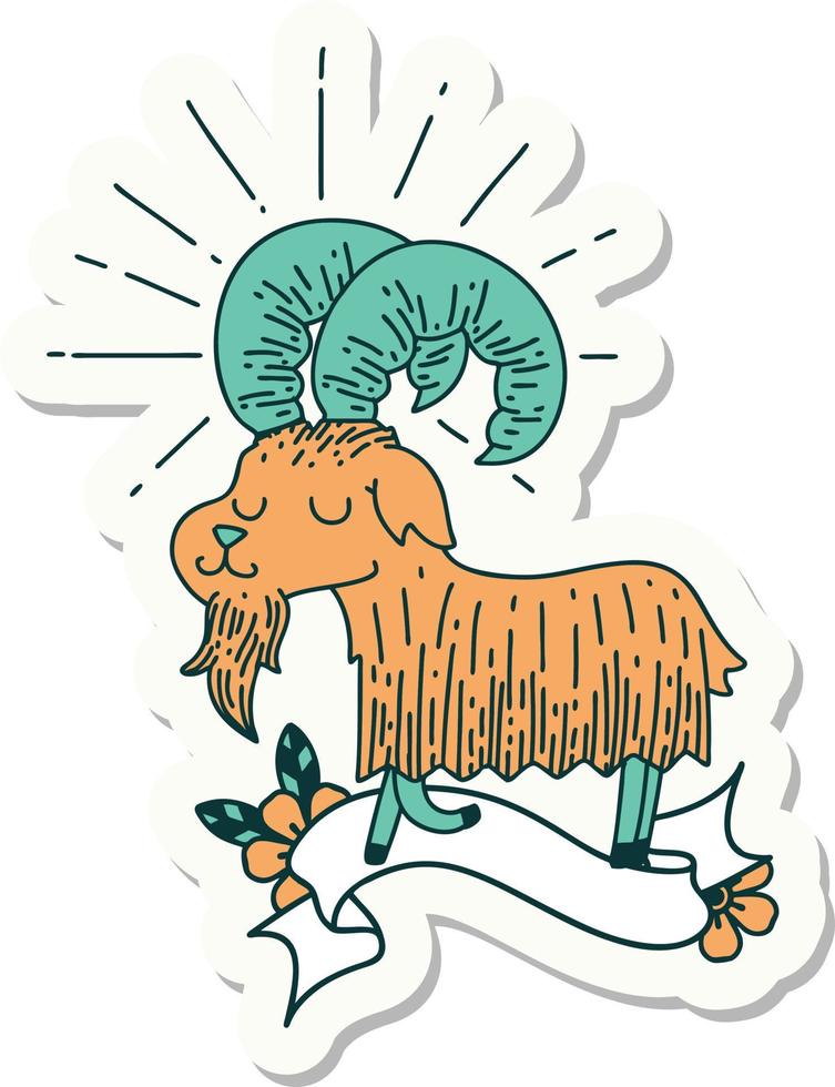 sticker of tattoo style happy goat vector