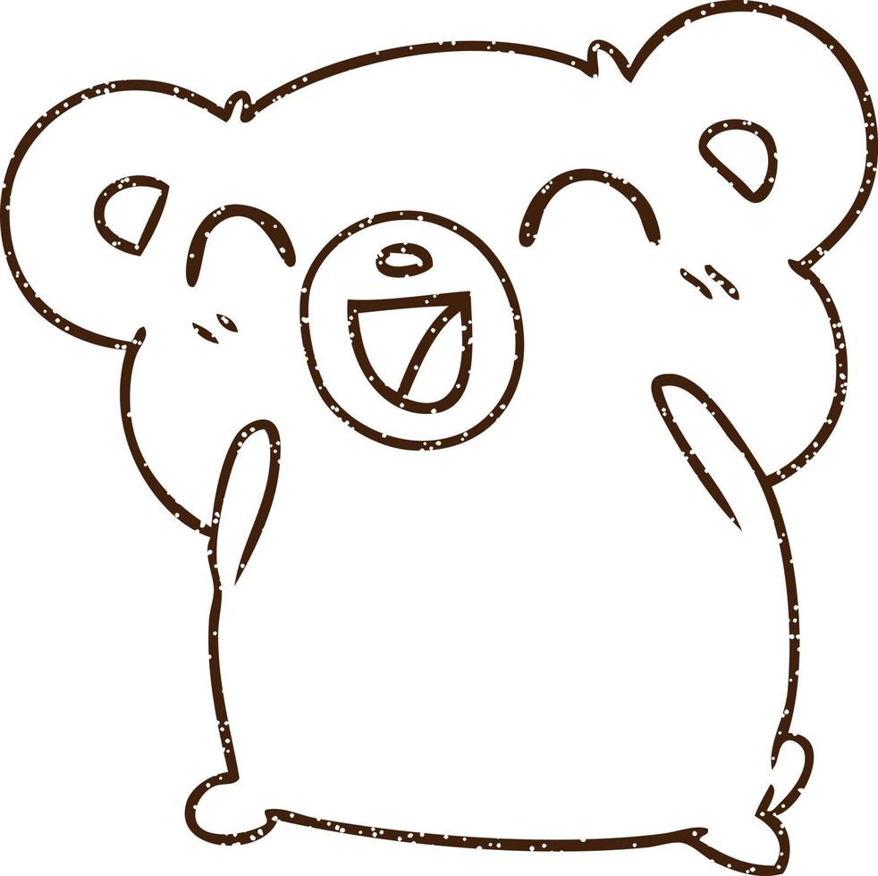 Happy Bear Charcoal Drawing vector