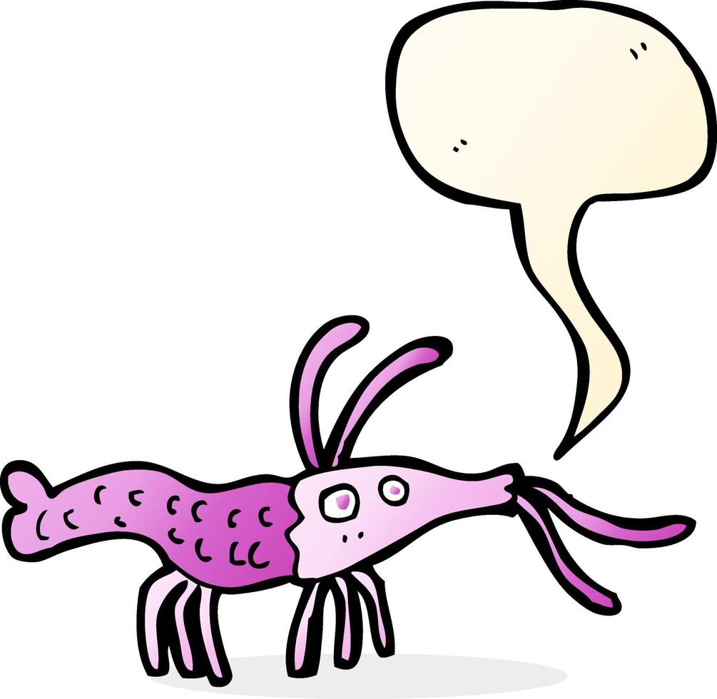 cartoon shrimp with speech bubble vector
