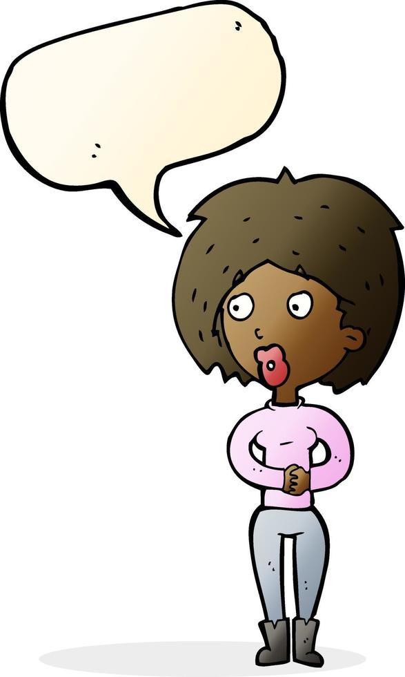 cartoon surprised woman with speech bubble vector
