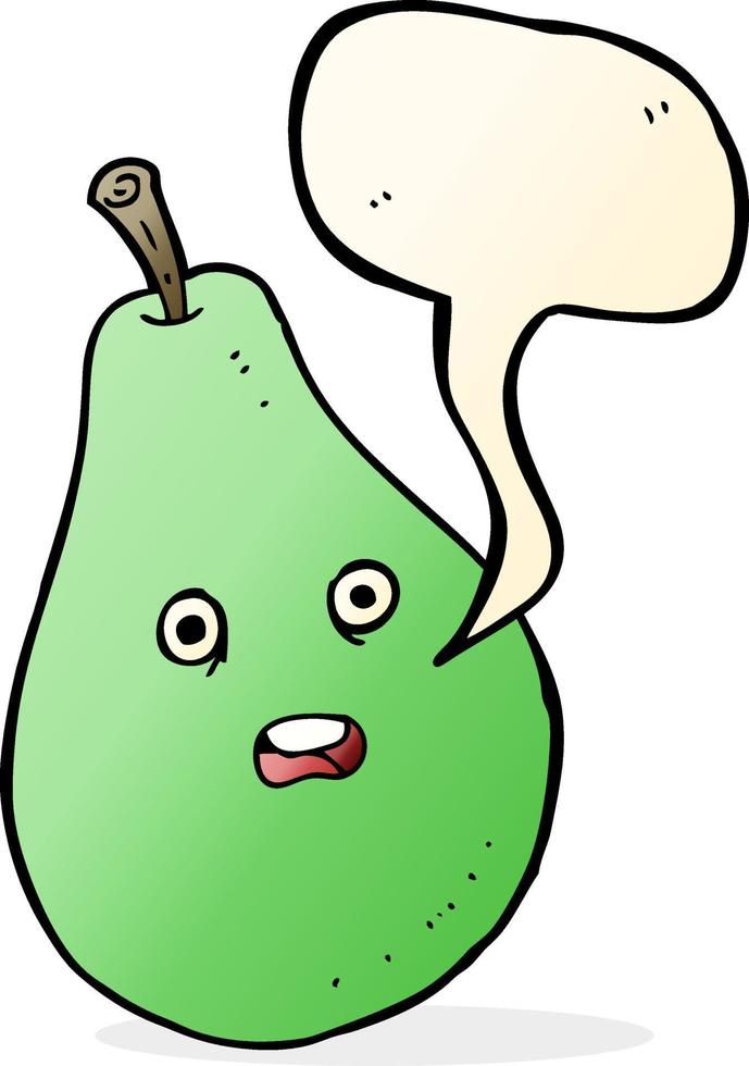 cartoon pear with speech bubble vector