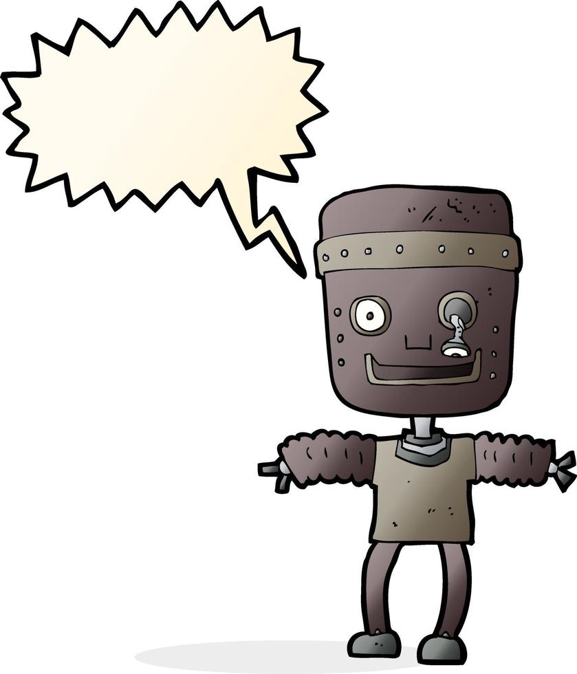 cartoon robot with speech bubble vector