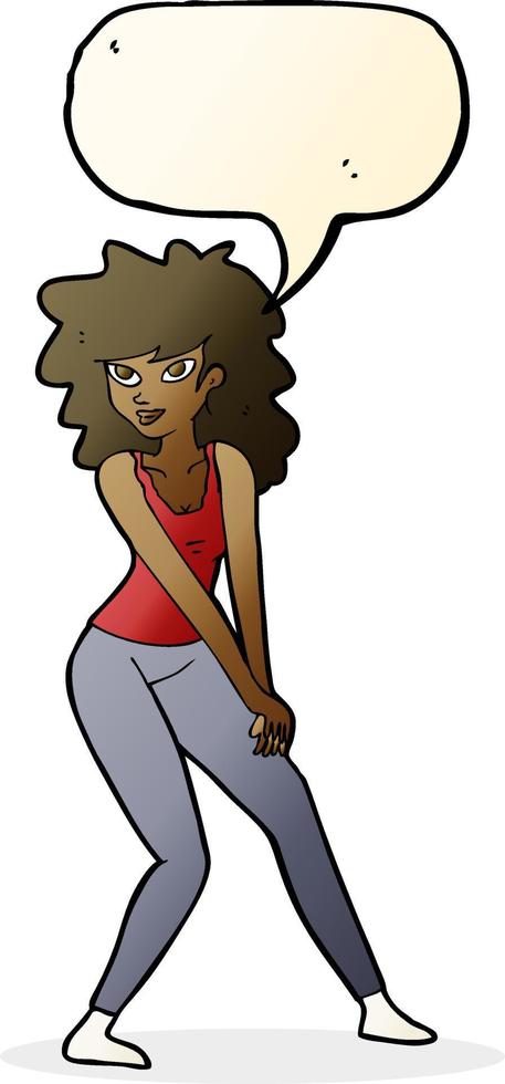 cartoon woman posing with speech bubble vector