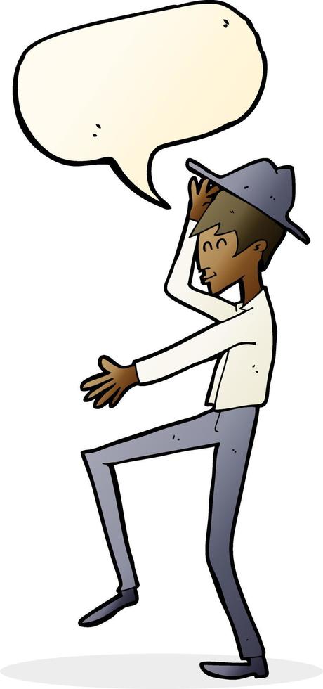 cartoon fashionable man with speech bubble vector