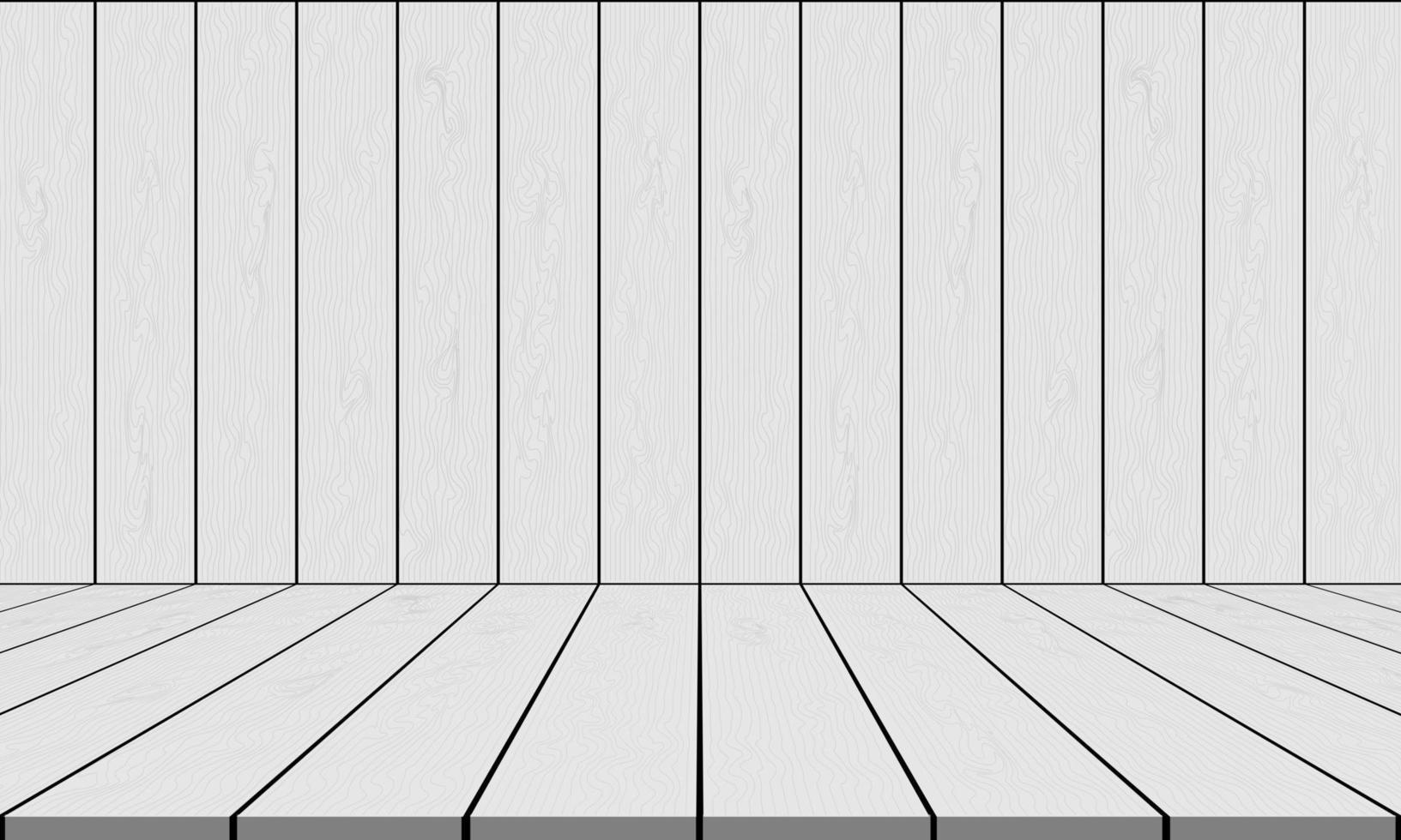 White wood blank room wall and floor stage background vector