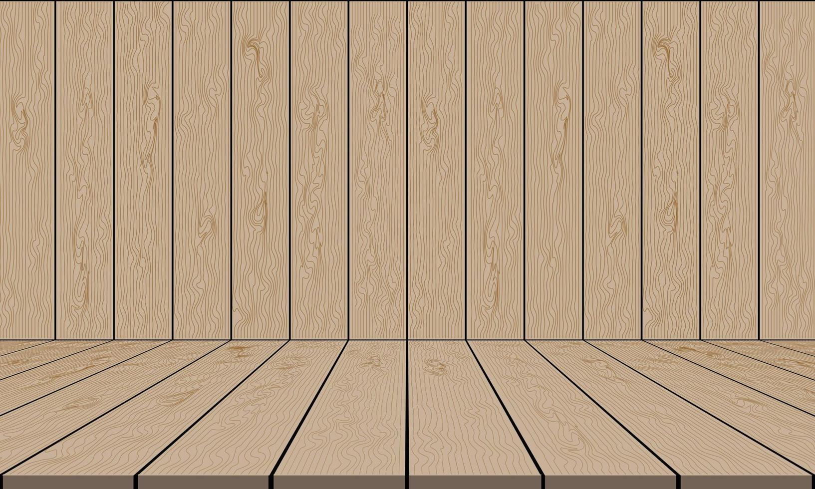 Brown wood blank room wall and floor stage background vector