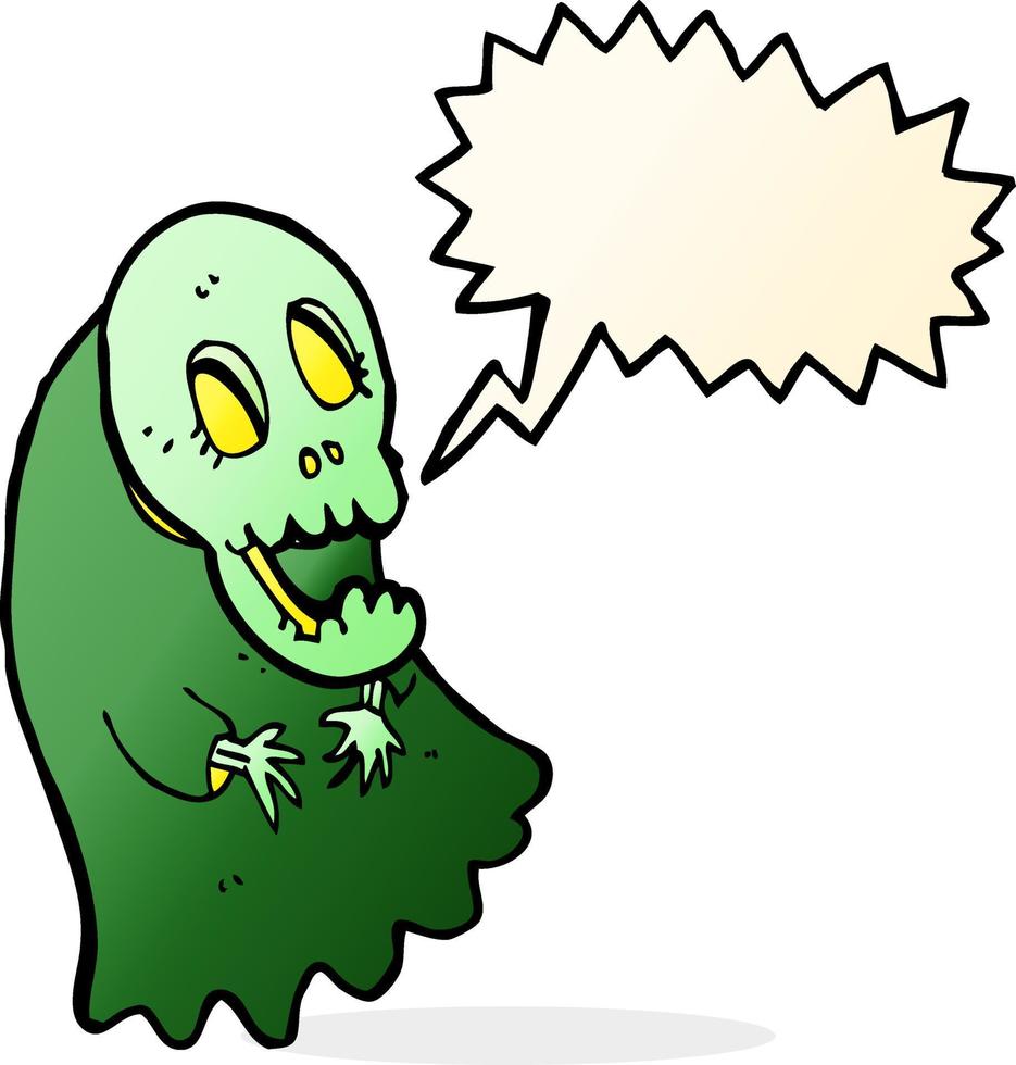 cartoon spooky ghoul with speech bubble vector