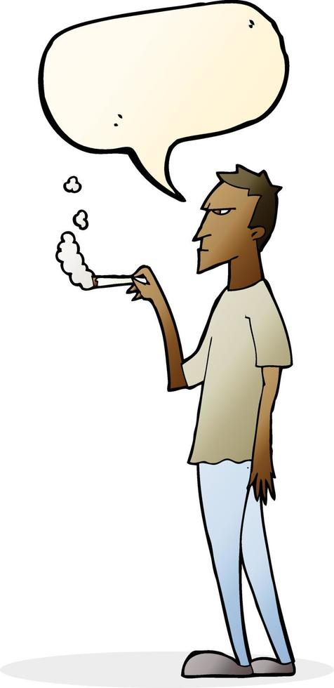 cartoon annoyed smoker with speech bubble vector