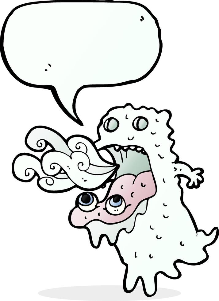 cartoon gross ghost with speech bubble vector