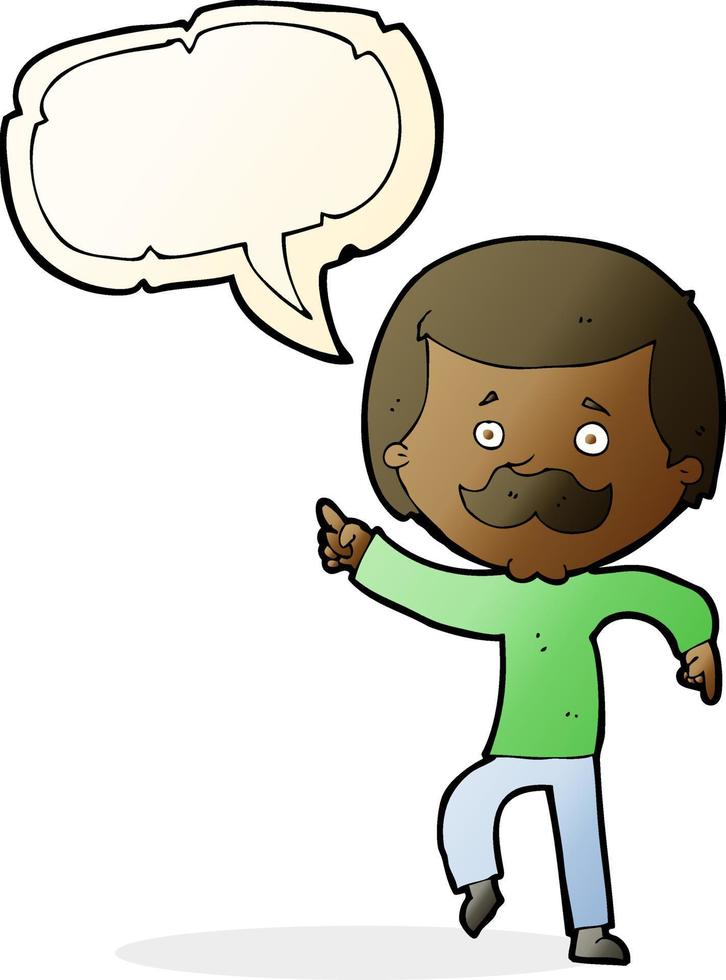 cartoon dancing dad with speech bubble vector
