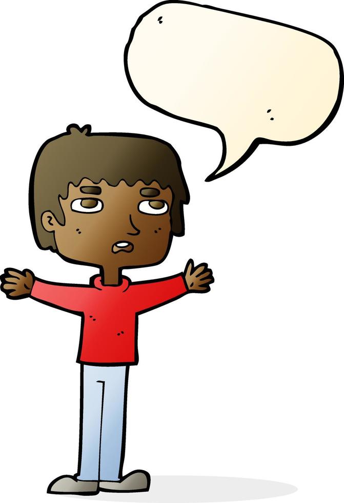 cartoon nervous man with speech bubble vector