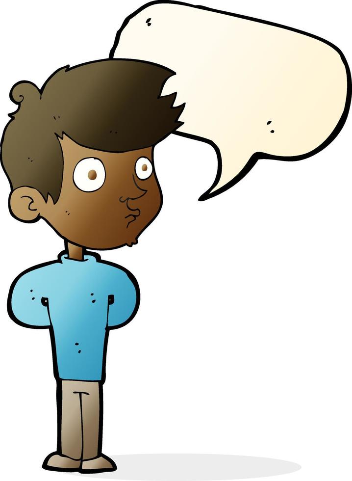 cartoon boy staring with speech bubble vector