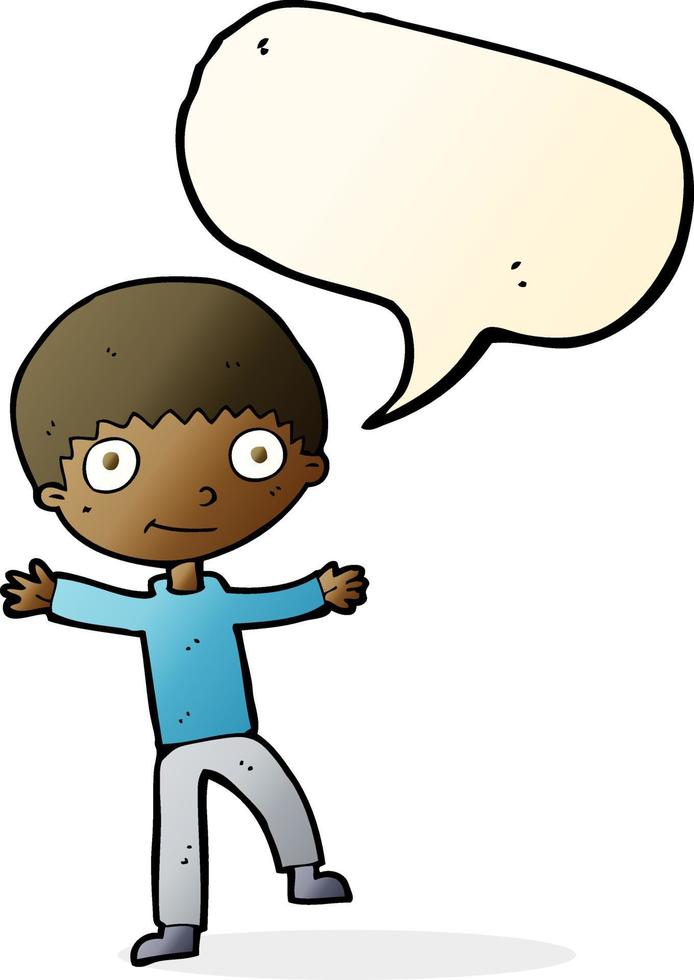 cartoon happy boy with speech bubble vector