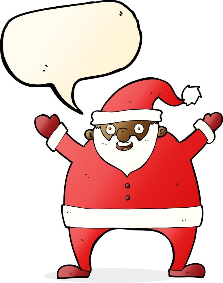 caricatura, santa claus, con, burbuja del discurso vector