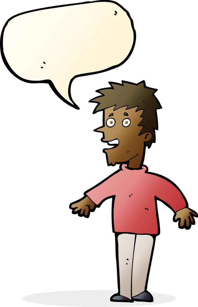 cartoon happy boy with speech bubble vector