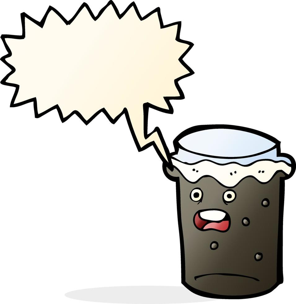 cartoon glass of stout beer with speech bubble vector