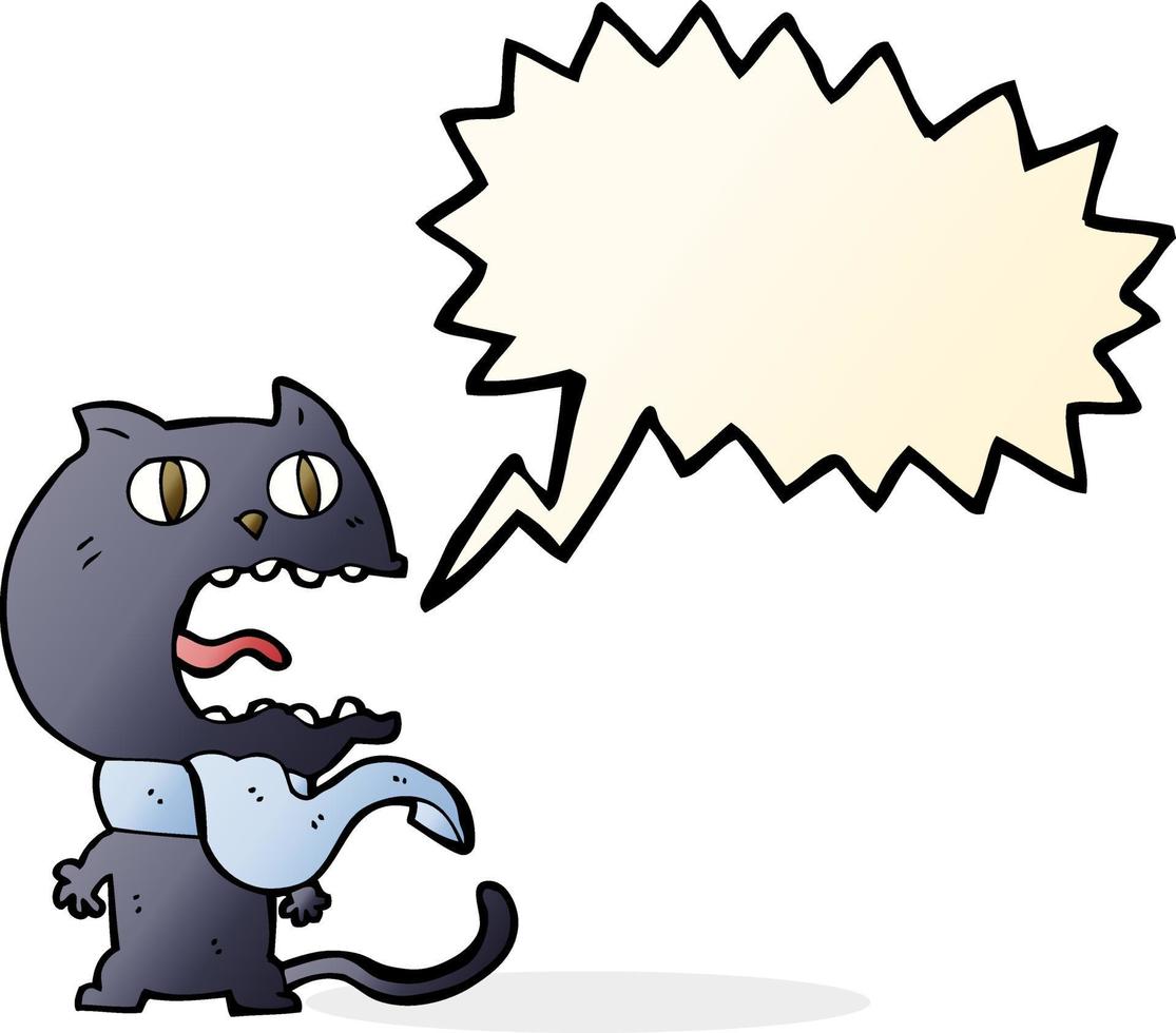 gato asustado de dibujos animados con burbujas de discurso vector