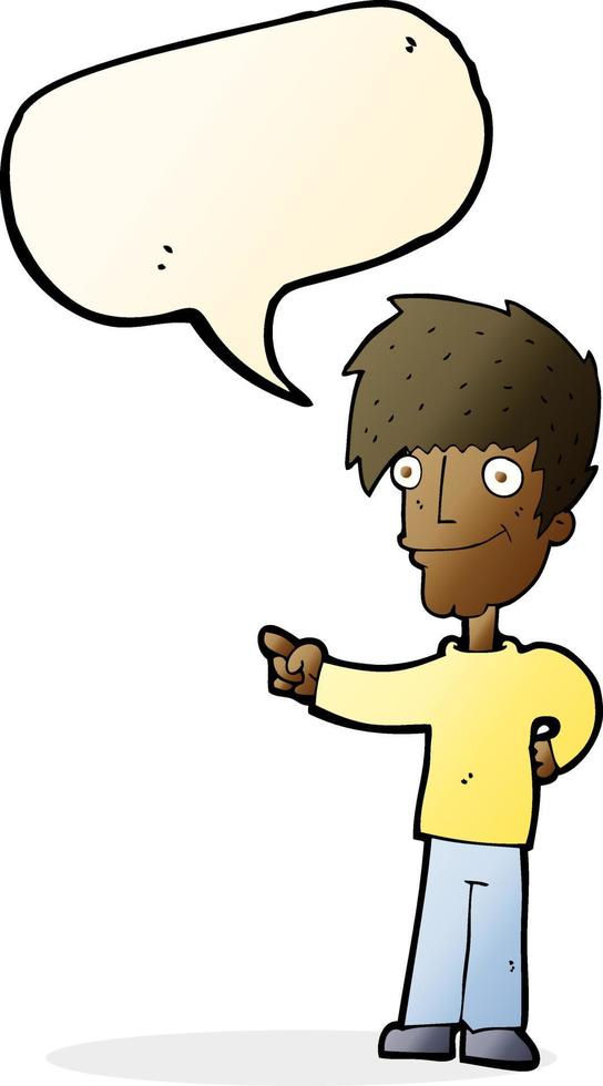 cartoon man pointing with speech bubble vector