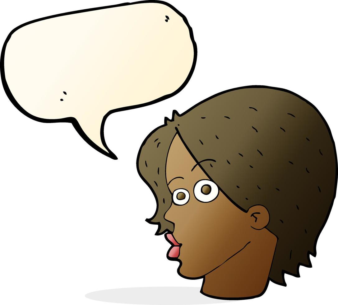 cartoon female face with speech bubble vector