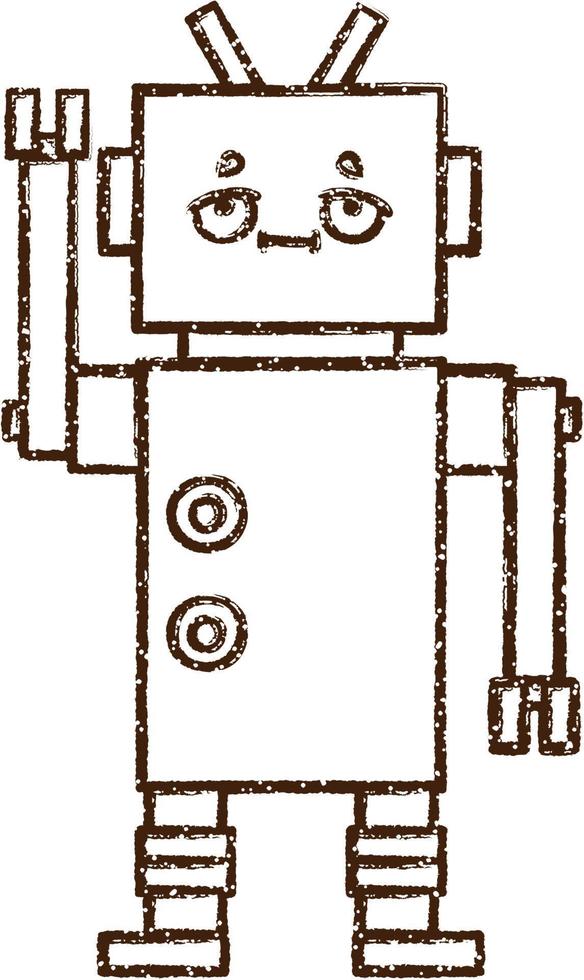 Crazy Robot Charcoal Drawing vector