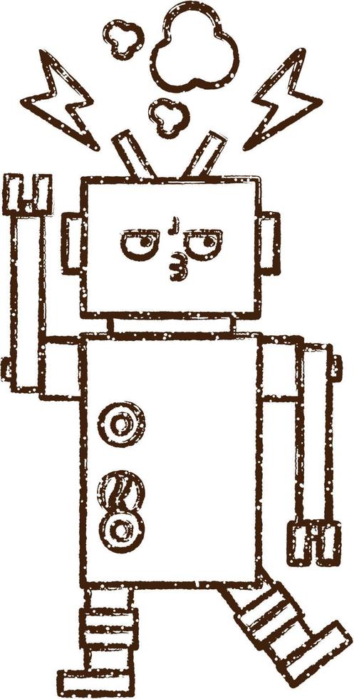 Dancing Robot Charcoal Drawing vector