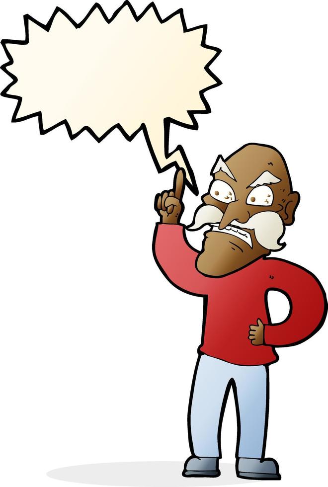 cartoon old man laying down rules with speech bubble vector