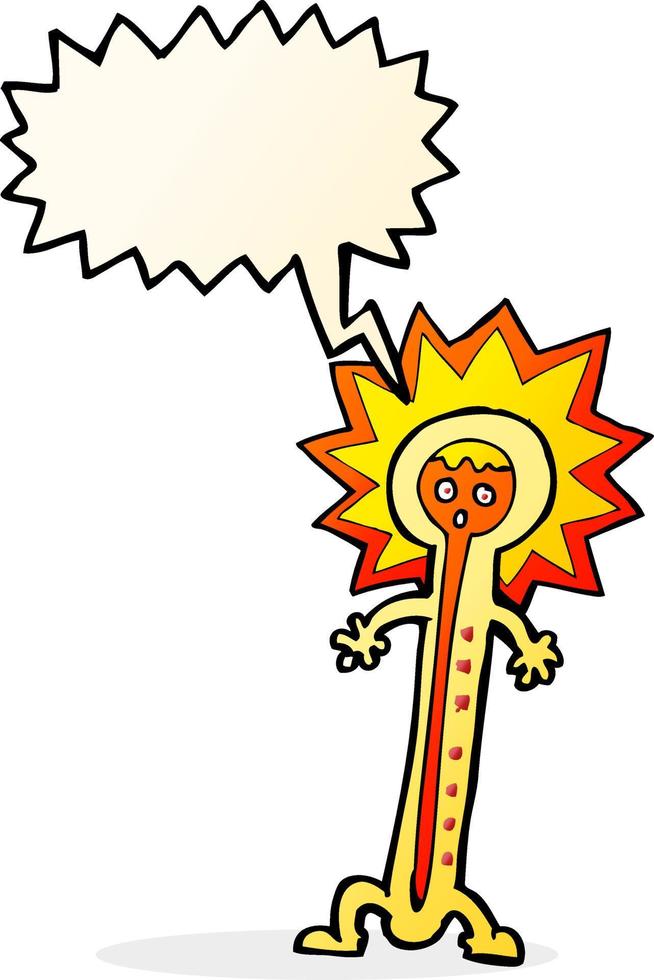 cartoon hot thermometer with speech bubble vector