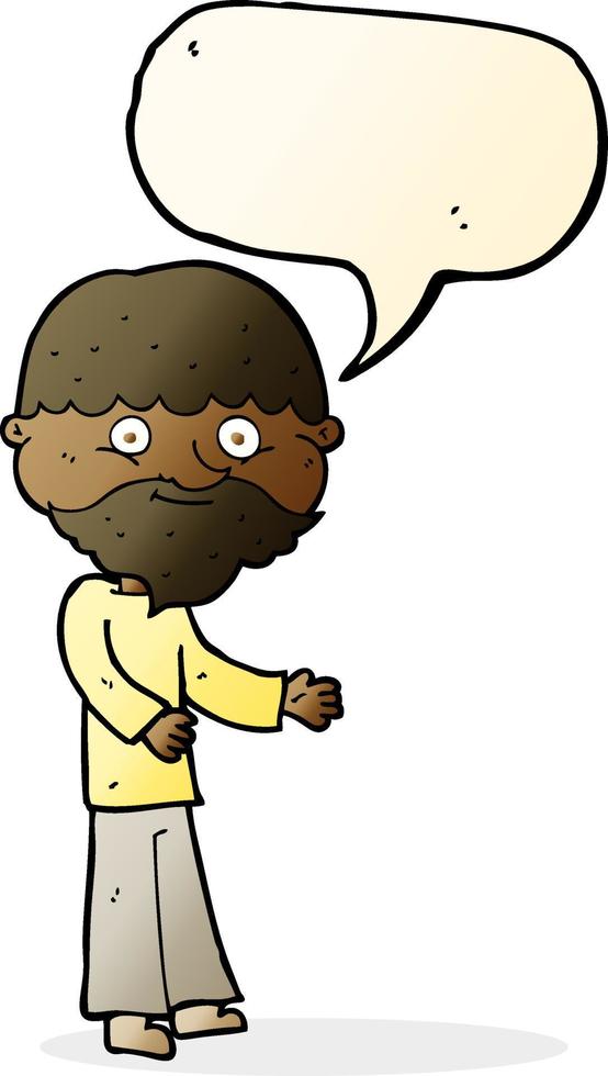 cartoon happy bearded man with speech bubble vector