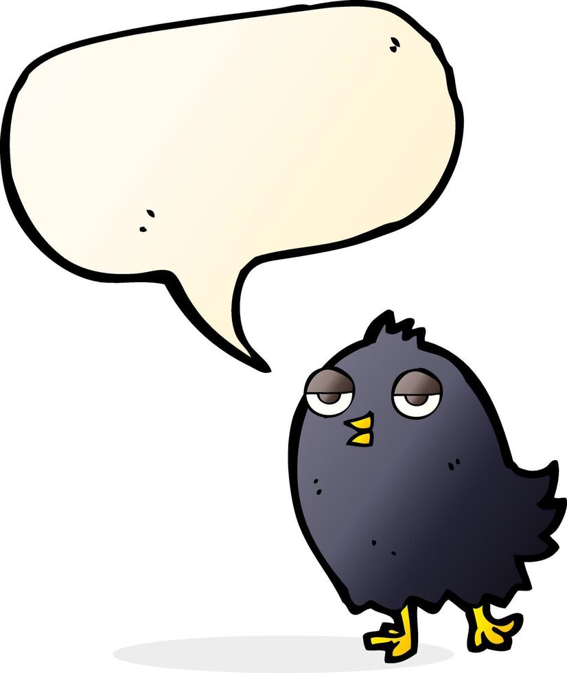 funny cartoon bird with speech bubble vector