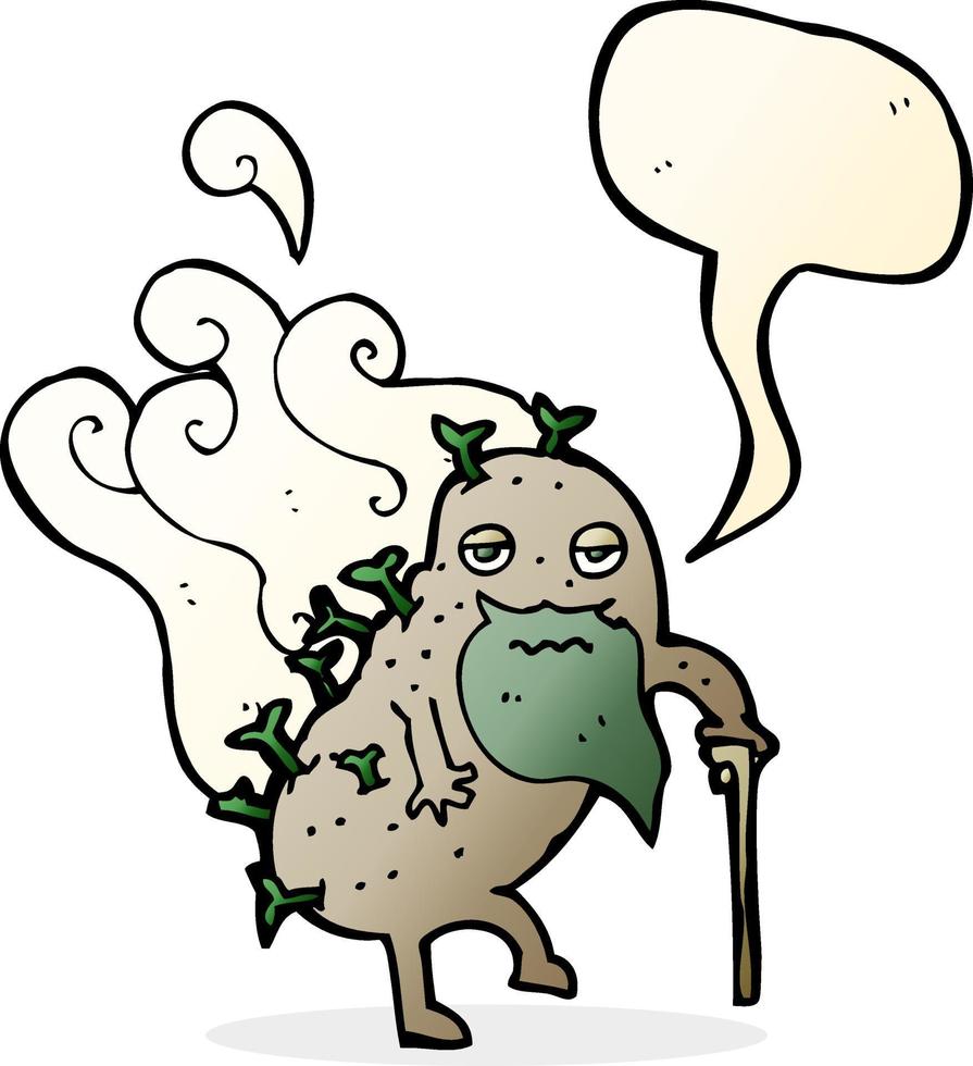 cartoon old potato with speech bubble vector