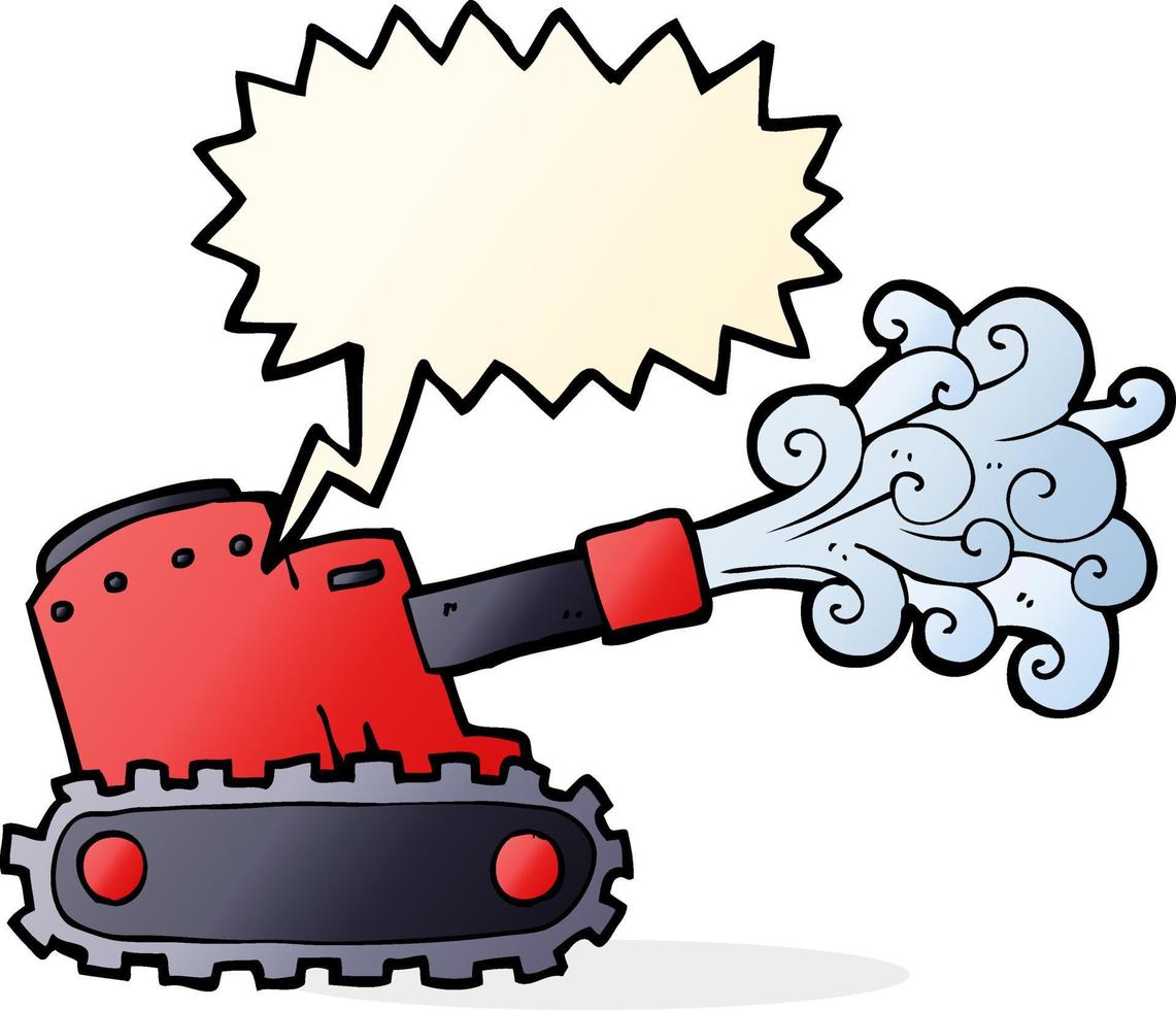 cartoon army tank with speech bubble vector