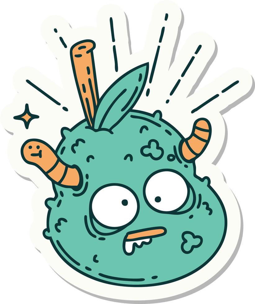 sticker of tattoo style rotten pear vector