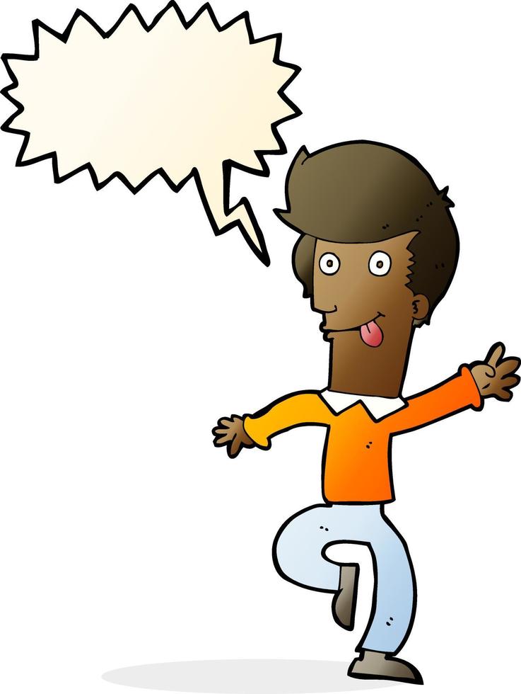 cartoon man dancing with speech bubble vector