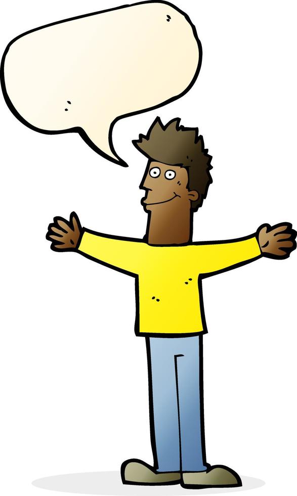 cartoon happy man with speech bubble vector