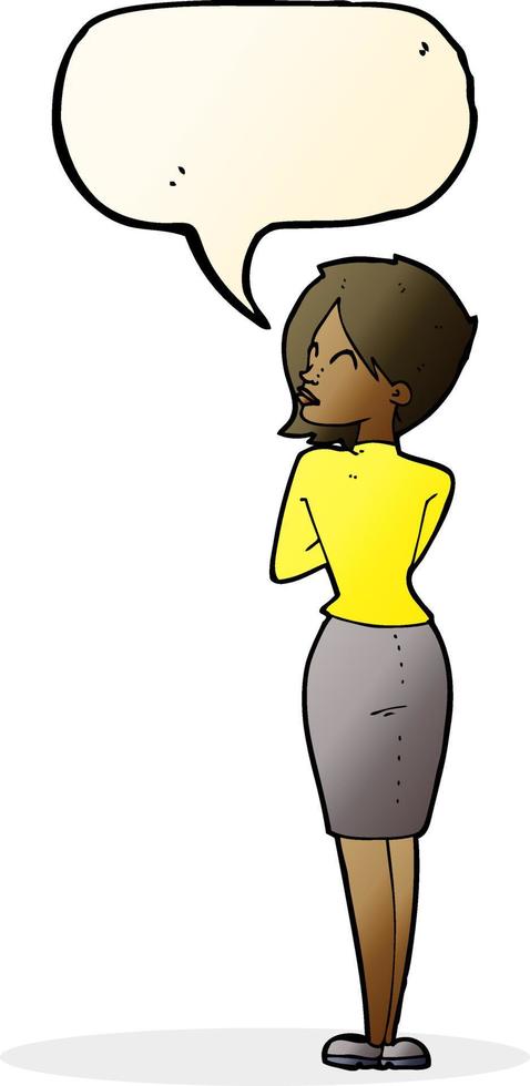 cartoon businesswoman ignoring with speech bubble vector