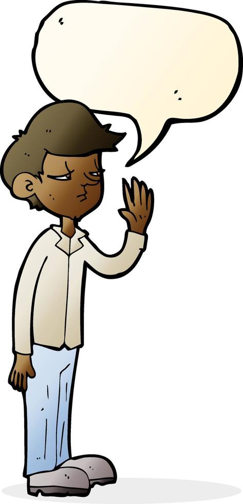 cartoon arrogant boy with speech bubble vector
