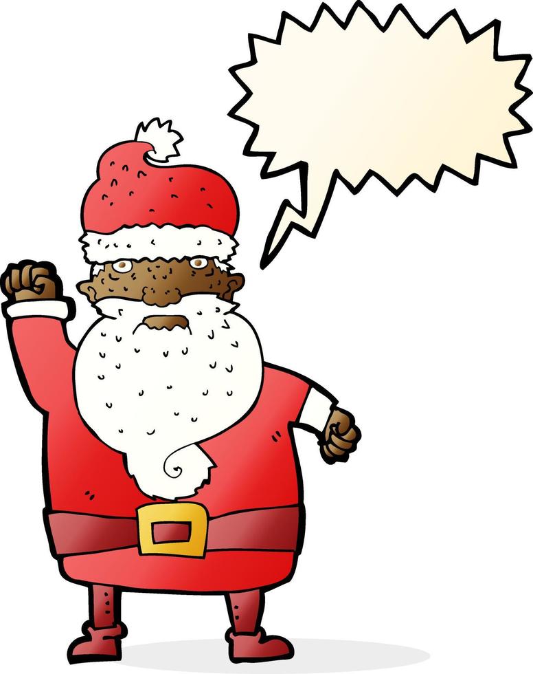 caricatura, enojado, santa claus, con, burbuja del discurso vector