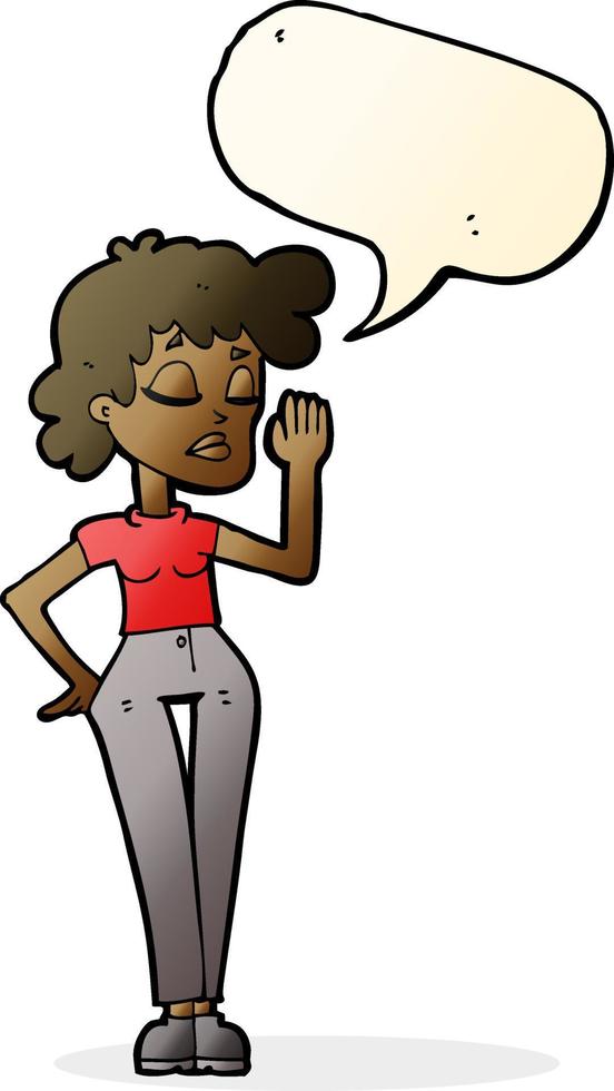 cartoon woman ignoring with speech bubble vector