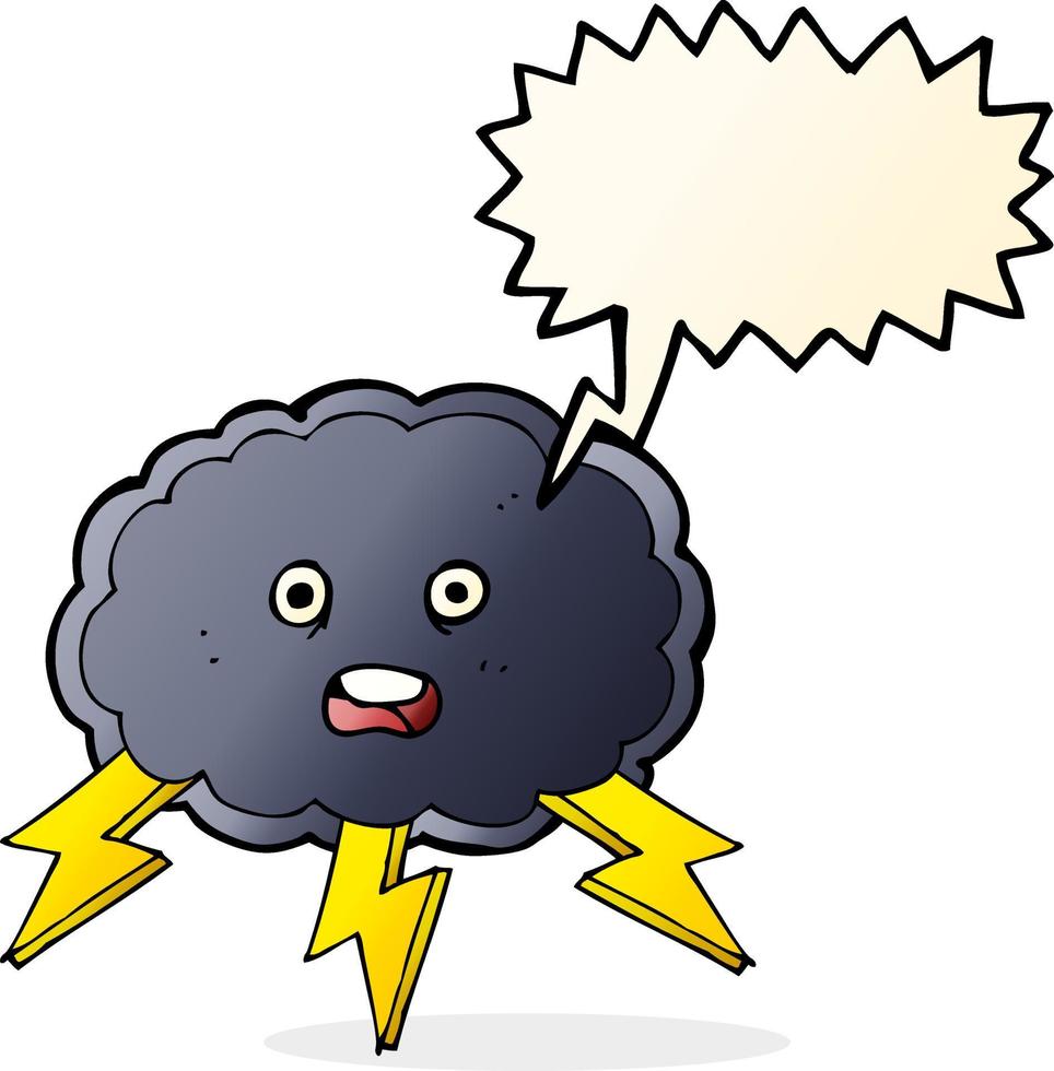 cartoon cloud and lightning bolt symbol with speech bubble vector