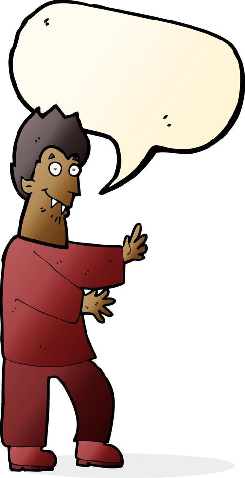 cartoon vampire waving hands with speech bubble vector